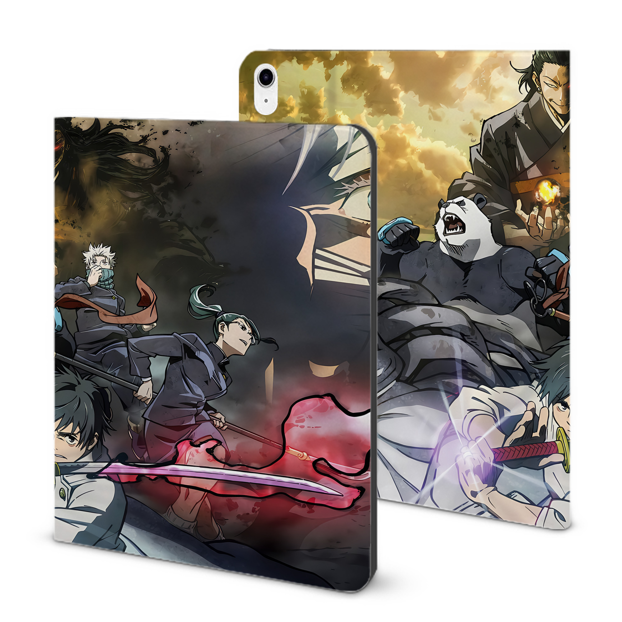 （画像用） 呪術廻戦 Jujutsu Kaisen IPad ケース ブック型 PUレザー TPU 耐衝撃 軽量 薄型 ペン収納なし 全面保護 IPad 各モデル対応